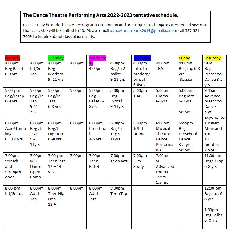 2020/2021 schedule